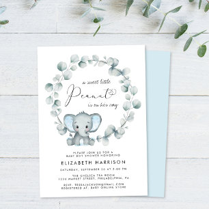 Elephant Eucalyptus Baby Boy Shower Invitation
