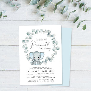 Elephant Eucalyptus Baby Boy Sprinkle Invitation