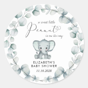 Elephant Eucalyptus Baby Shower Classic Round Sticker