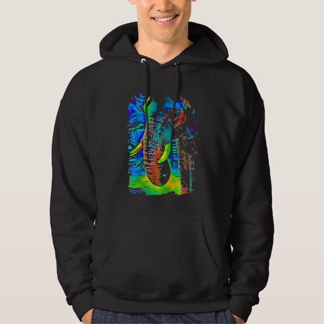 Elephant Face Pop Art Hoodie (Front)