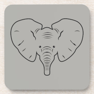 Elephant face silhouette coaster