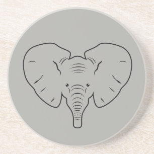 Elephant face silhouette coaster