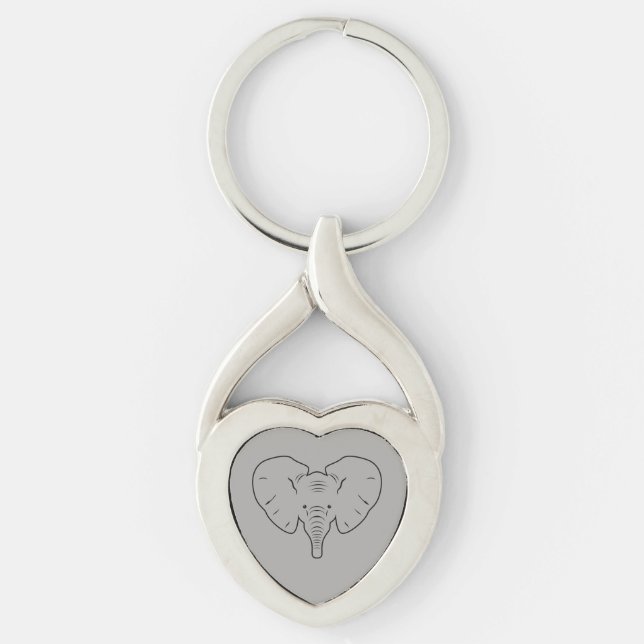 Elephant face silhouette key ring (Front)