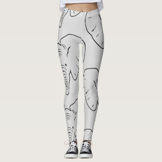 Elephant face silhouette leggings
