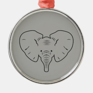 Elephant face silhouette metal tree decoration