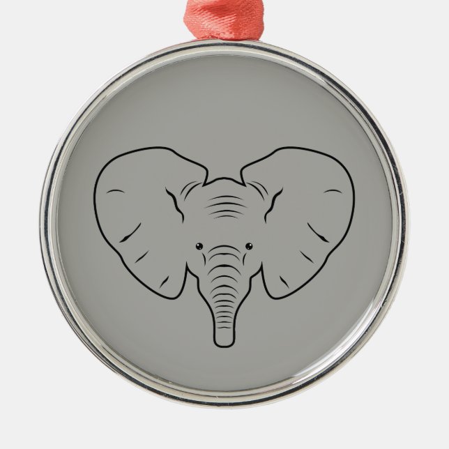 Elephant face silhouette metal tree decoration (Front)