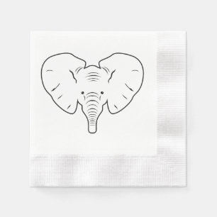Elephant face silhouette napkin