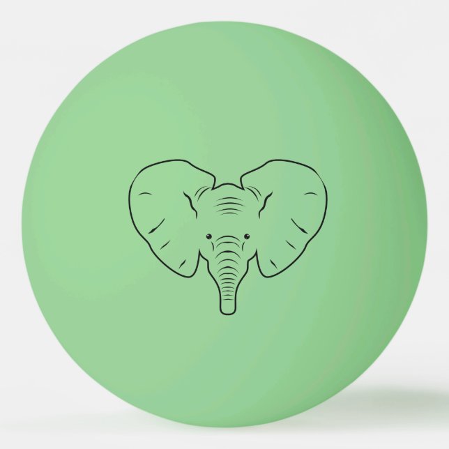 Elephant face silhouette ping pong ball (Front)