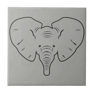 Elephant face silhouette tile