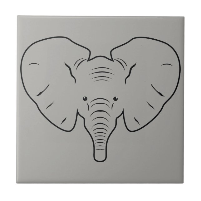 Elephant face silhouette tile (Front)