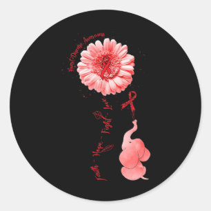 Elephant Faith Hope Fight Love Heart Disease Aware Classic Round Sticker
