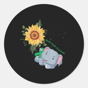 Elephant Faith Hope Fight Love Mental Health Aware Classic Round Sticker