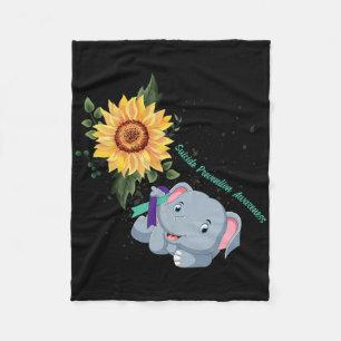 Elephant Faith Hope Fight Love Suicide Prevention  Fleece Blanket