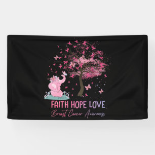 Elephant  Faith Hope Love Breast Cancer Awareness Banner
