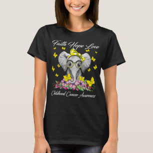 Elephant Faith Hope Love Childhood Cancer T-Shirt