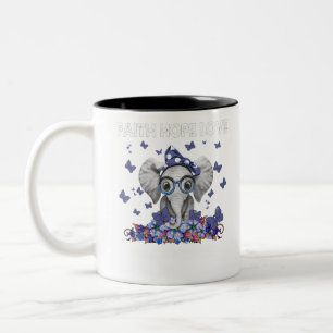 Elephant faith hope love Irritable Bowel Syndrome Two-Tone Coffee Mug