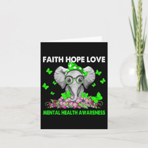 Elephant Faith Hope Love Mental Health Awareness Card