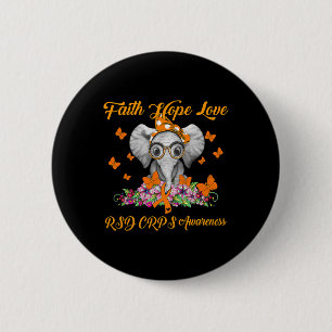 Elephant Faith Hope Love RSD CRPS Awareness  6 Cm Round Badge