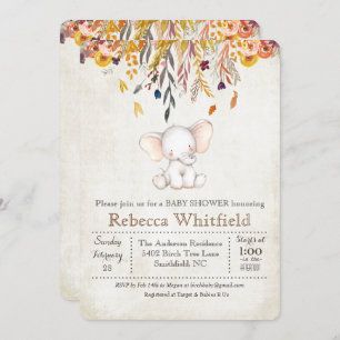 Elephant Fall Pumpkin Baby Shower Invitation
