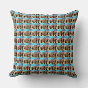 Elephant Family At Sunrise Pattern, Cushion