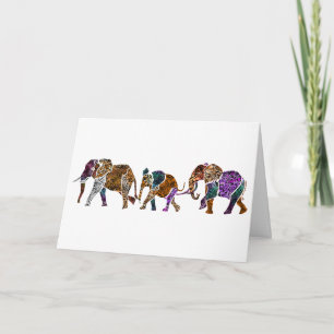 Elephant family Birthday Card