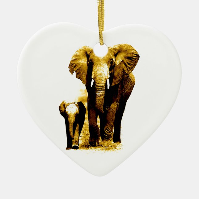 Elephant Family Ceramic Tree Decoration (Front)