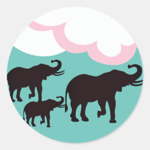 Elephant Family  Classic Round Sticker