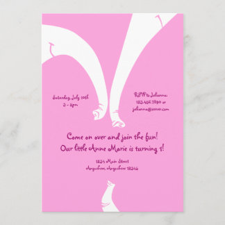 Elephant Family Girl Child Birthday Invitation