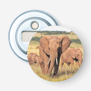 Elephant family in the bushes bottle opener