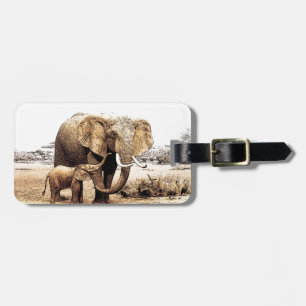 Elephant Family Luggage Tag