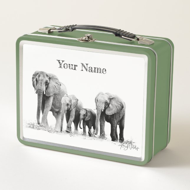 Elephant Family Lunch Box – Custom Gift (Front)