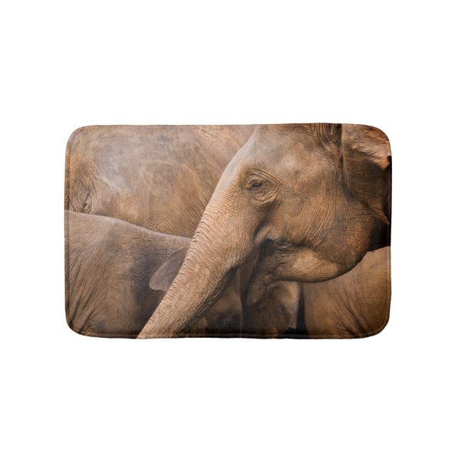 Elephant Family: Majestic Wildlife Bath Mat (Front)