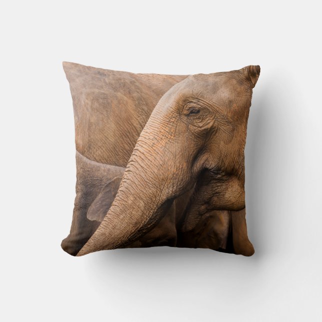 Elephant Family: Majestic Wildlife Cushion (Front)