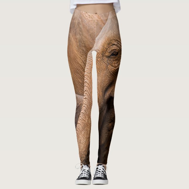 Elephant Family: Majestic Wildlife Leggings (Front)
