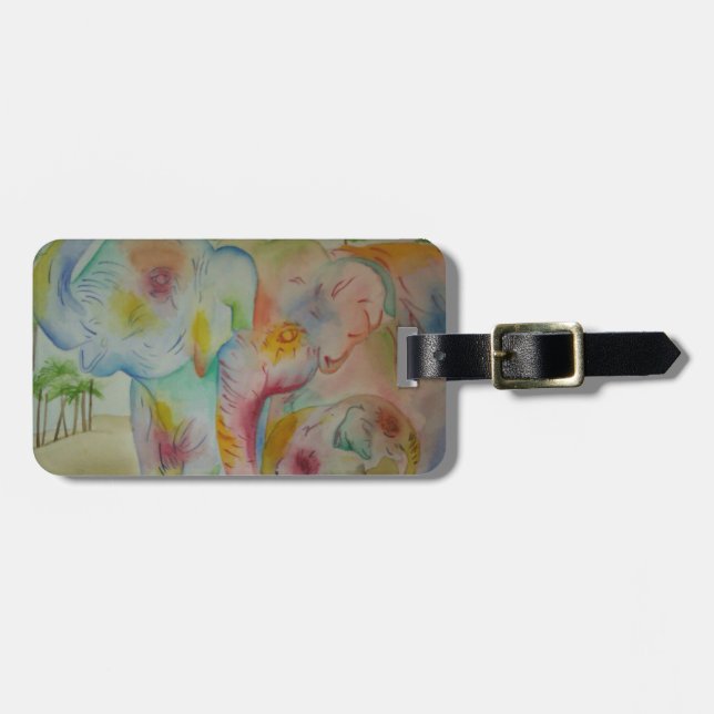 Elephant Family Tags for Luggage (Front Horizontal)