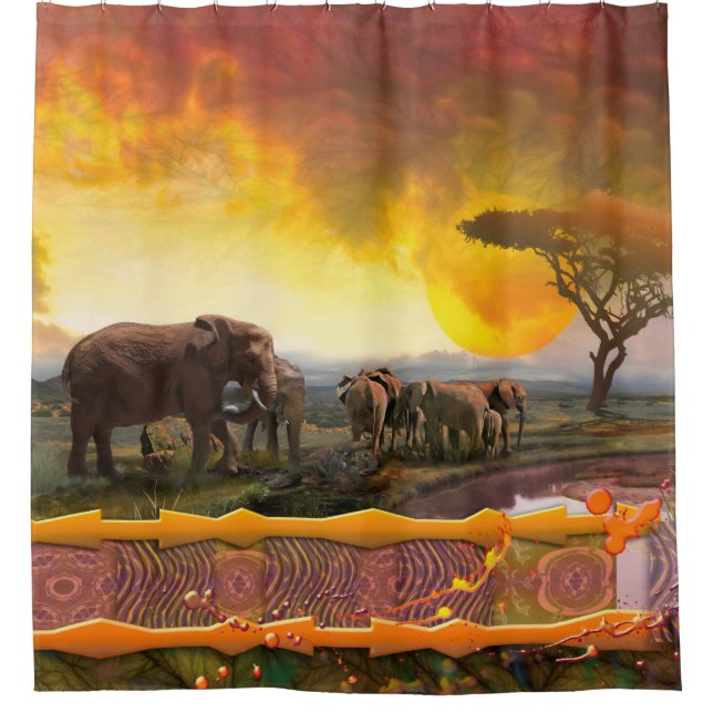 Elephant Family The Bonds that Tie Shower Curtain (Front)