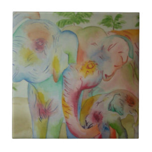 Elephant Family Tile