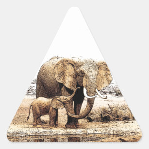 Elephant Family Triangle Sticker