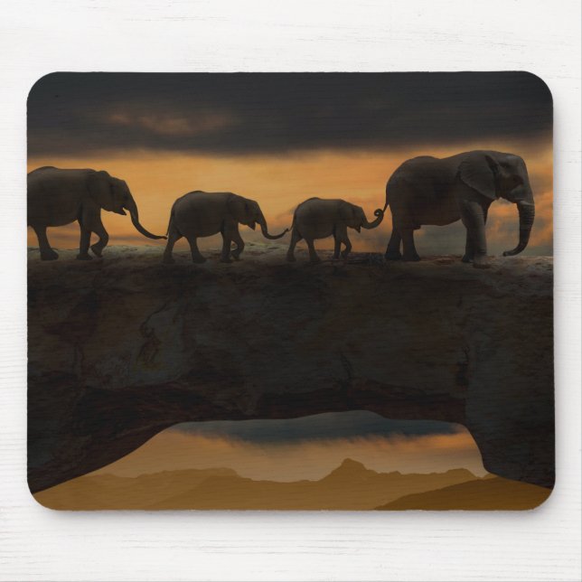 Elephant Family Walking in a Row Mouse Mat (Front)