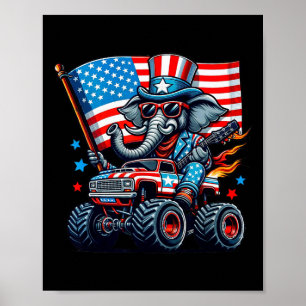 Elephant Farmer American Flag Patriotic 4th Of Jul Poster