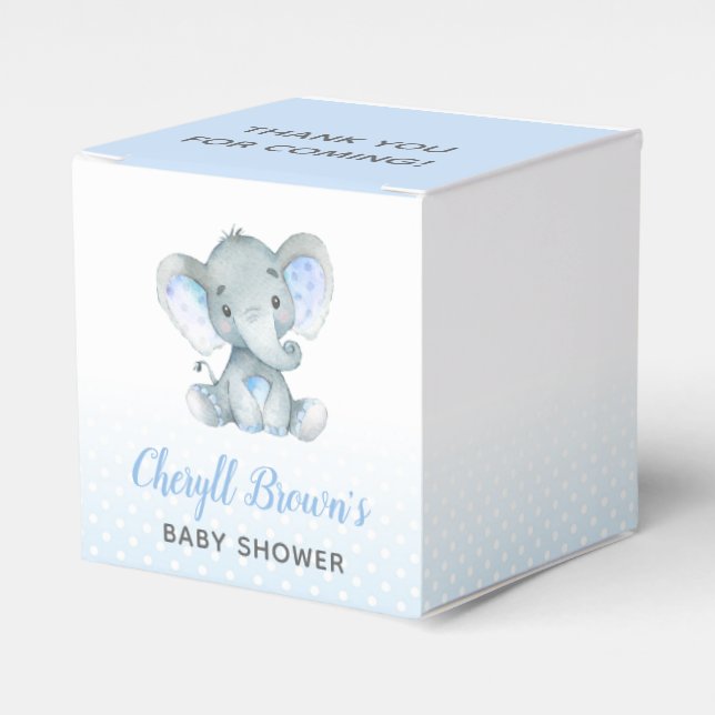 Elephant Favour Box - Boy Baby Shower Cute (Front Side)