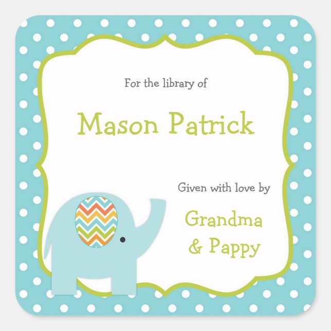 Elephant First Library book plate small stickers (Front)