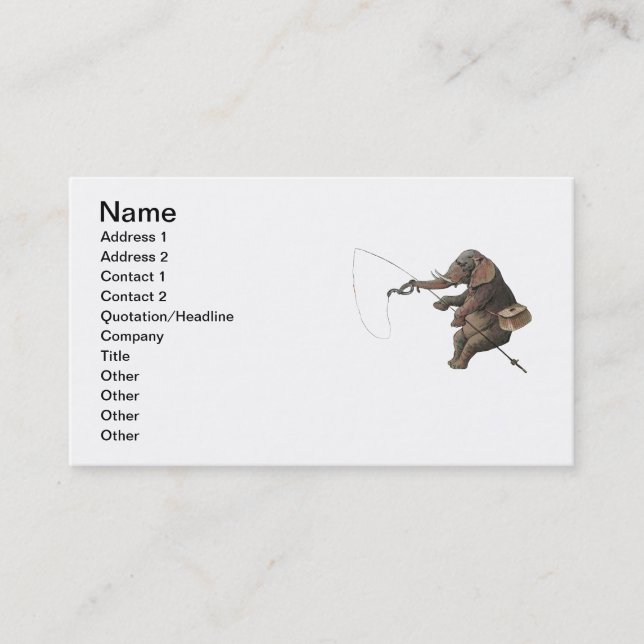 Elephant fisherman fishing Illustration Business Card (Front)