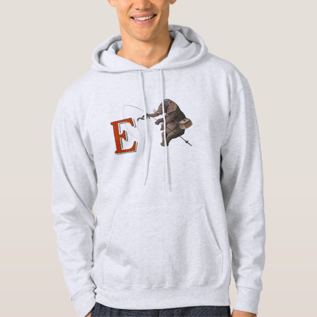 Elephant fisherman fishing Illustration Hoodie (Front)