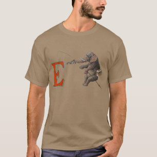 Elephant fisherman fishing Illustration T-Shirt