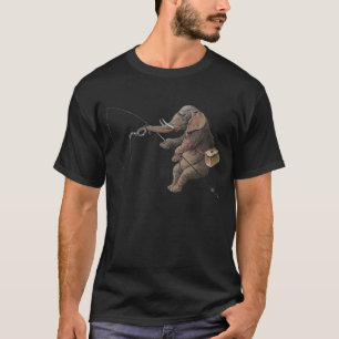 Elephant fisherman fishing Illustration T-Shirt