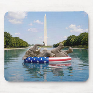 Elephant Floating In the National Mall Pool Mouse Mat