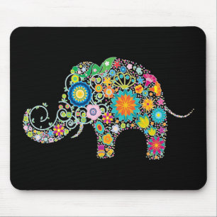 Elephant Floral Art Mouse Mat
