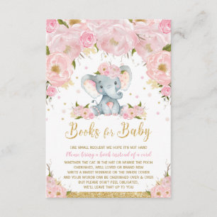 Elephant Floral Baby Shower Bring a Book Enclosure Card