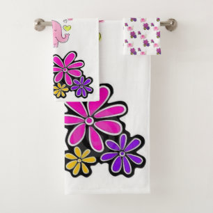 Elephant Floral Bathroom Towel Sets